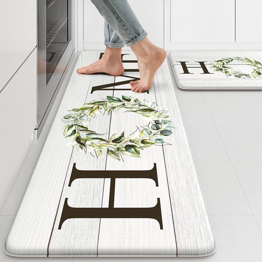 Farmhouse Cushioned Kitchen Rug Set