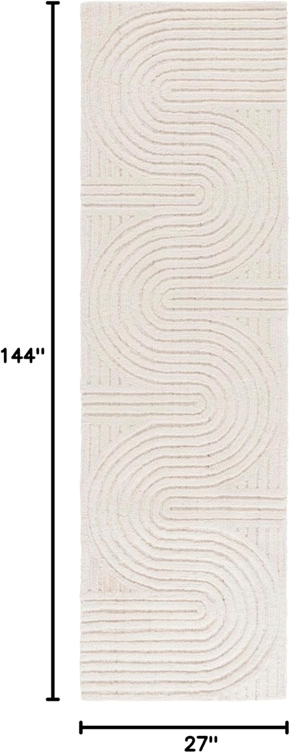 Ivory Wool Blend Runner Rug