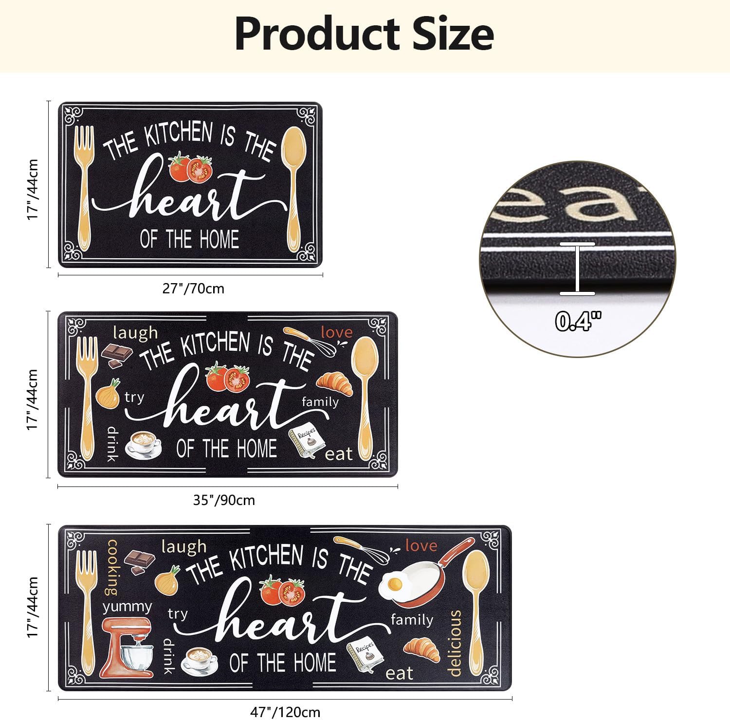 Cushioned Farmhouse Kitchen Rug Set