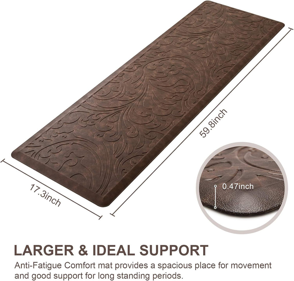 Brown Cushioned Anti Fatigue Kitchen Rug
