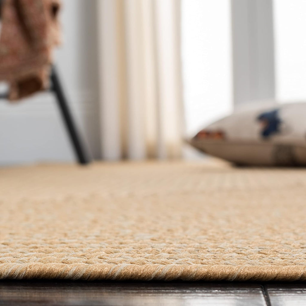 Beige Tan Braided 6'x9' Washable Rug