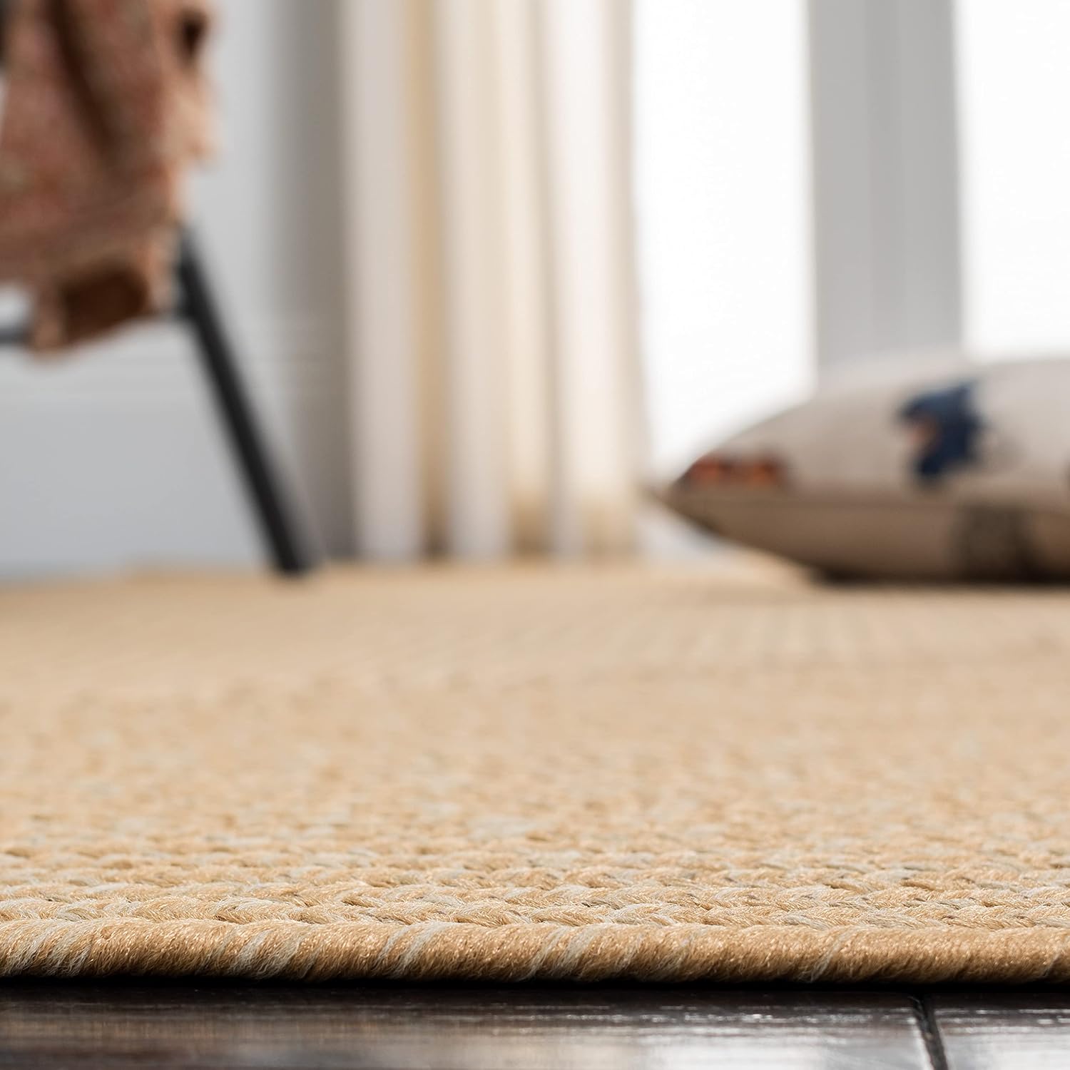 Beige Tan Braided 6'x9' Washable Rug