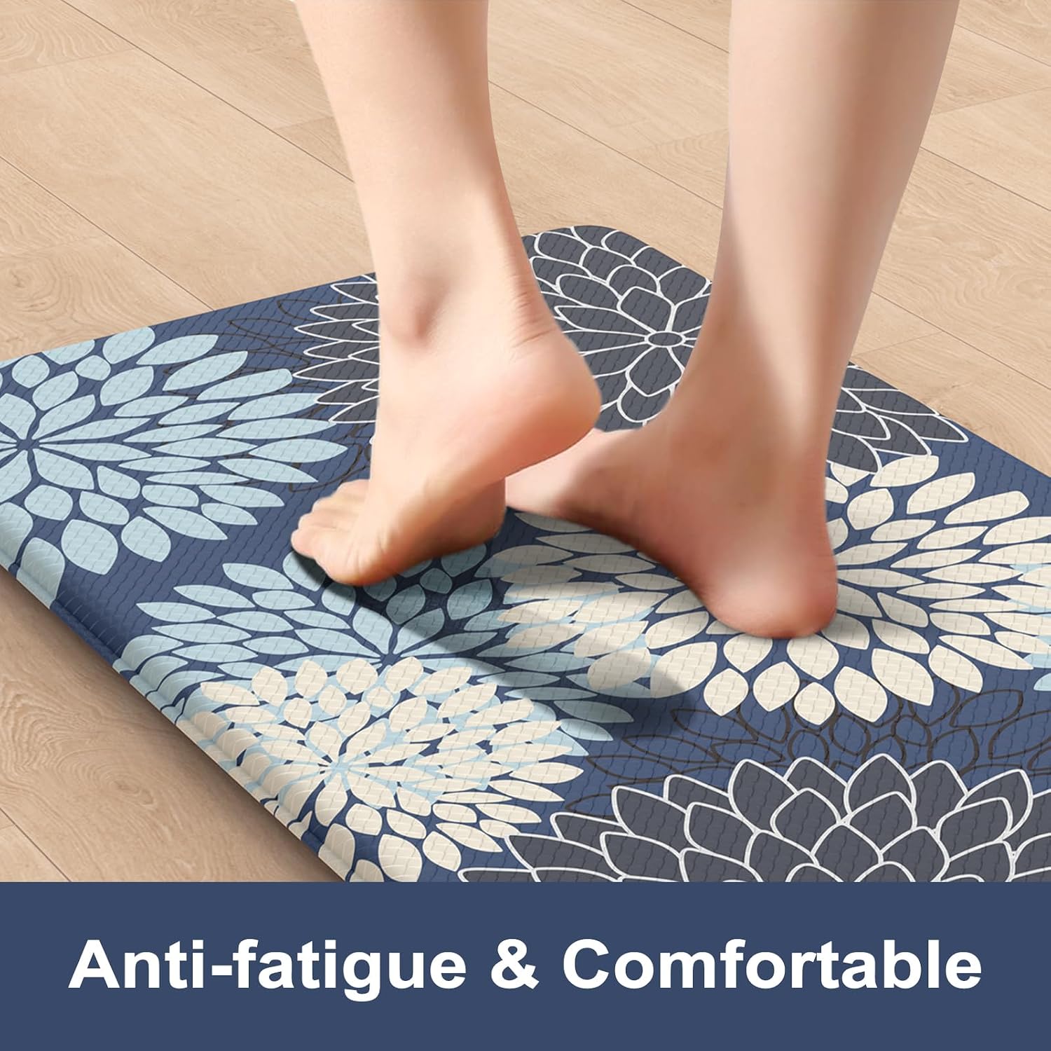 Boho Dahlia Cushioned Kitchen Rug Set
