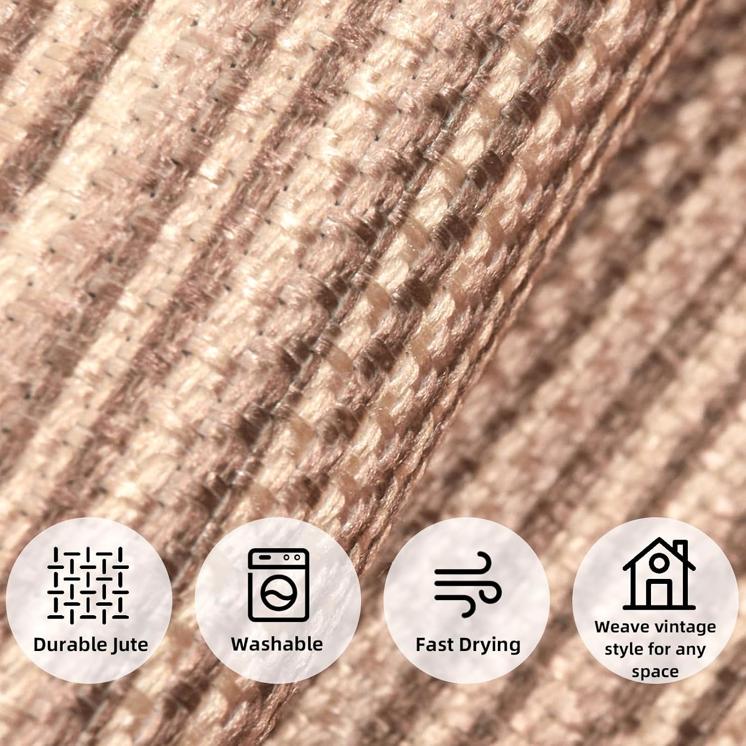 Natural Woven Jute 5x7 Washable Rug