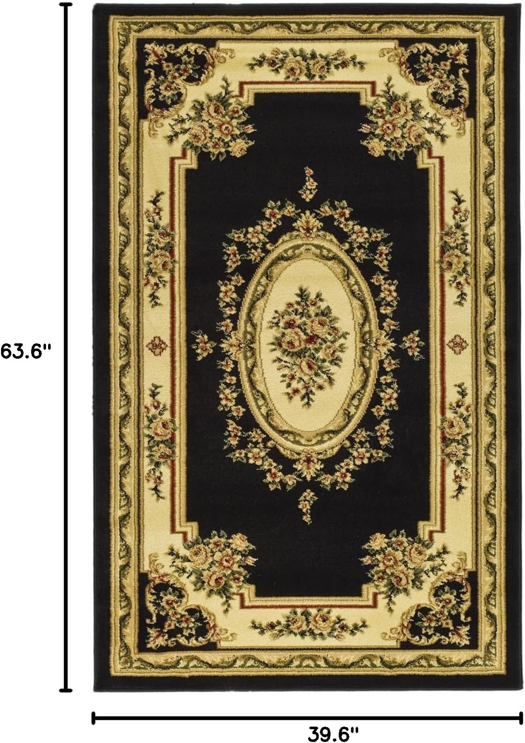 Black Ivory Medallion 3'3"x5'3" Area Rug