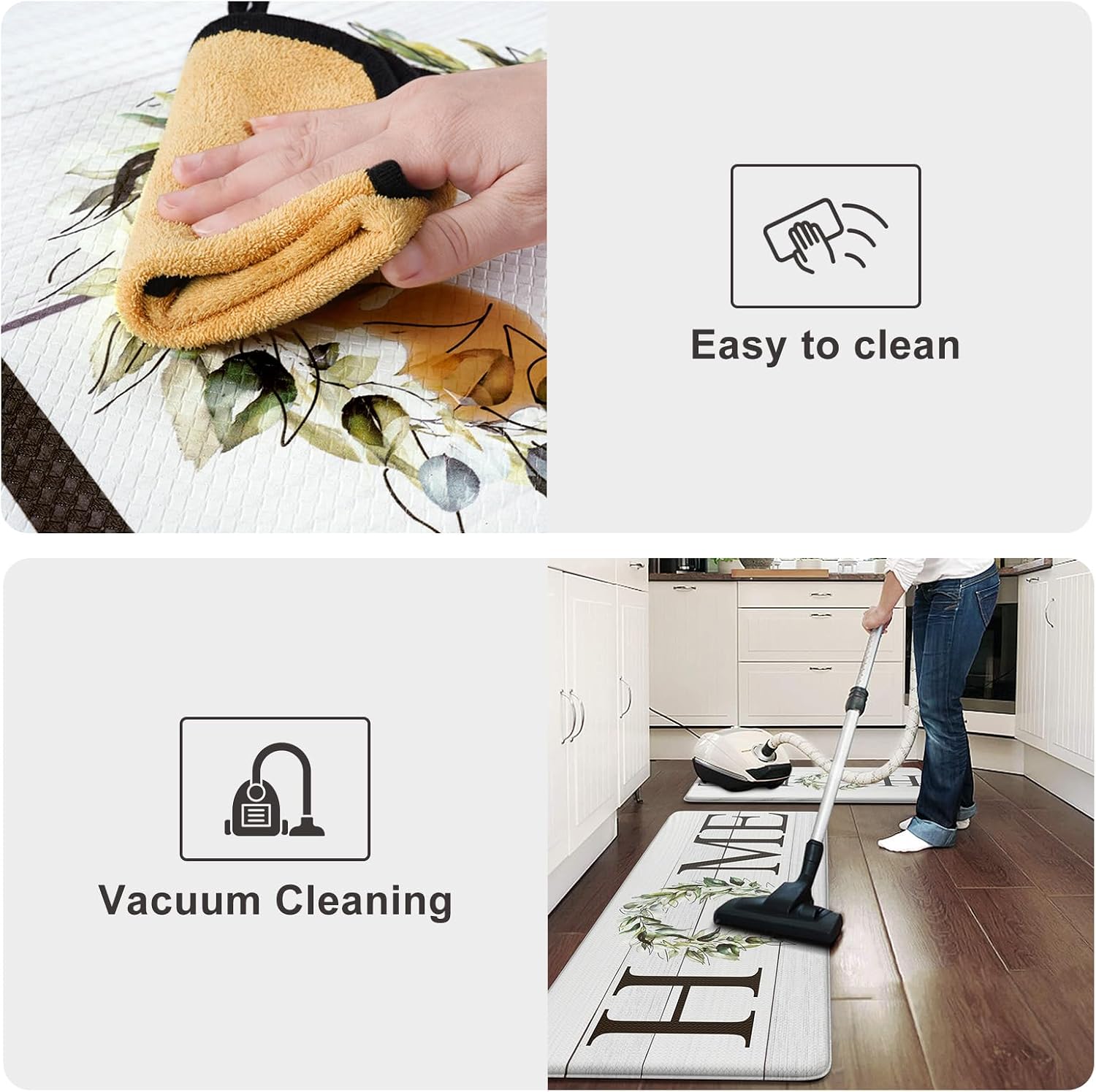Farmhouse Cushioned Kitchen Rug Set