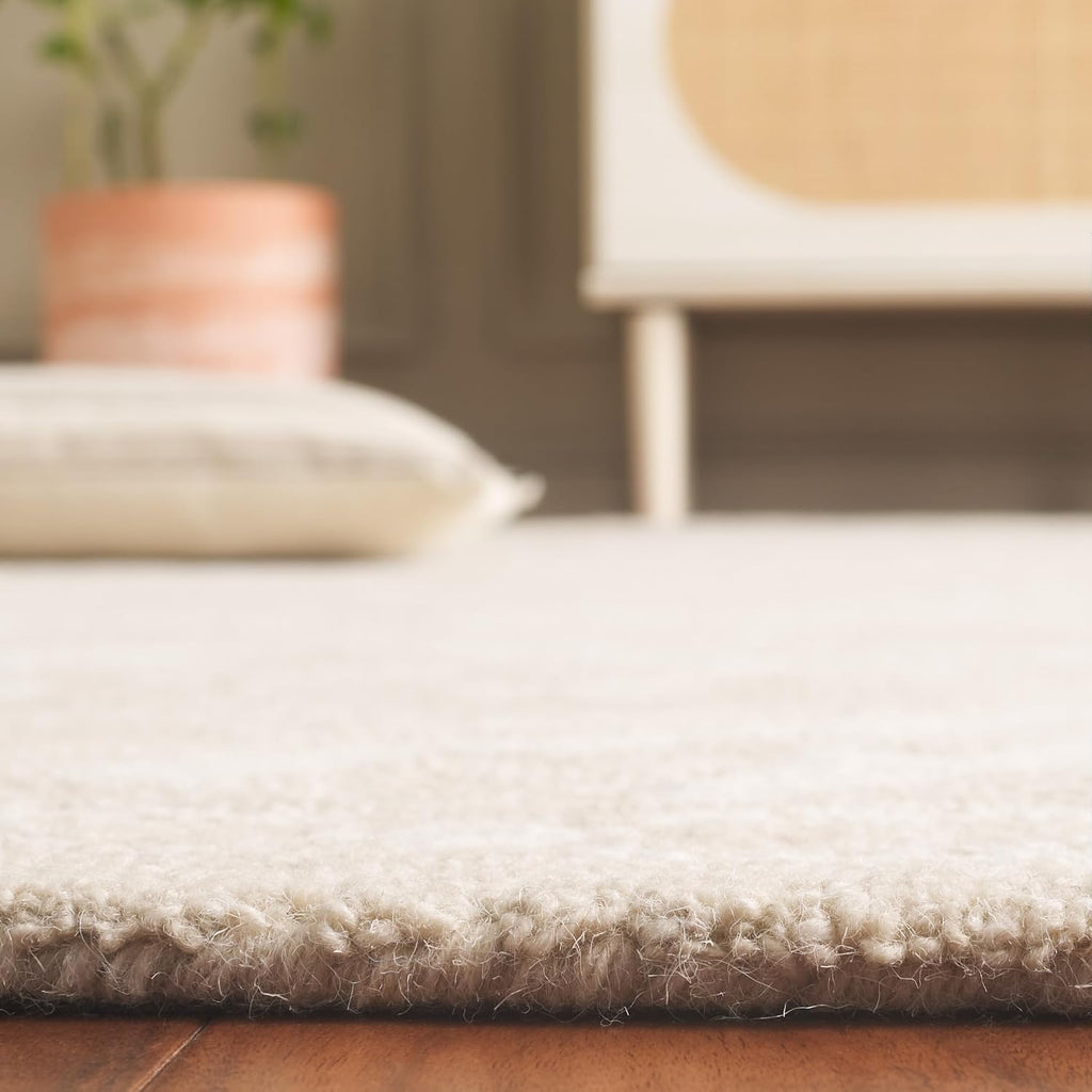 Beige Ivory Wool Runner Rug