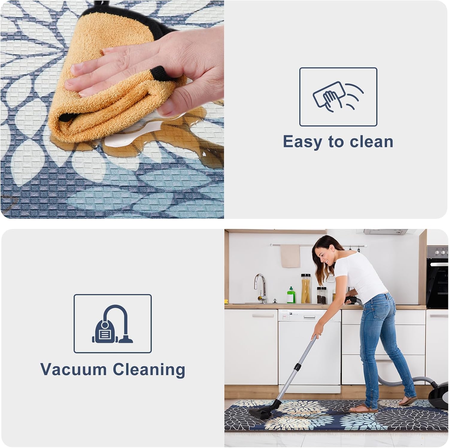 Boho Dahlia Cushioned Kitchen Rug Set