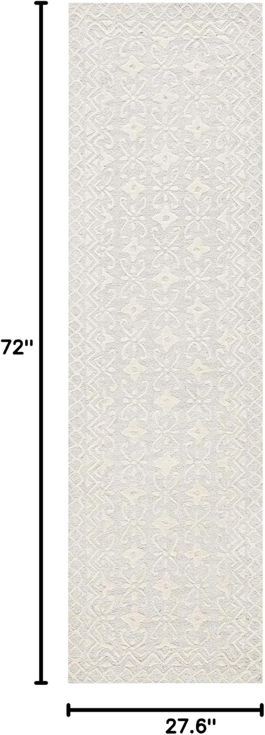Grey Ivory Wool Runner Rug