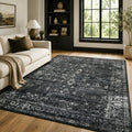 Black Vintage Boho 5x7 Washable Rug