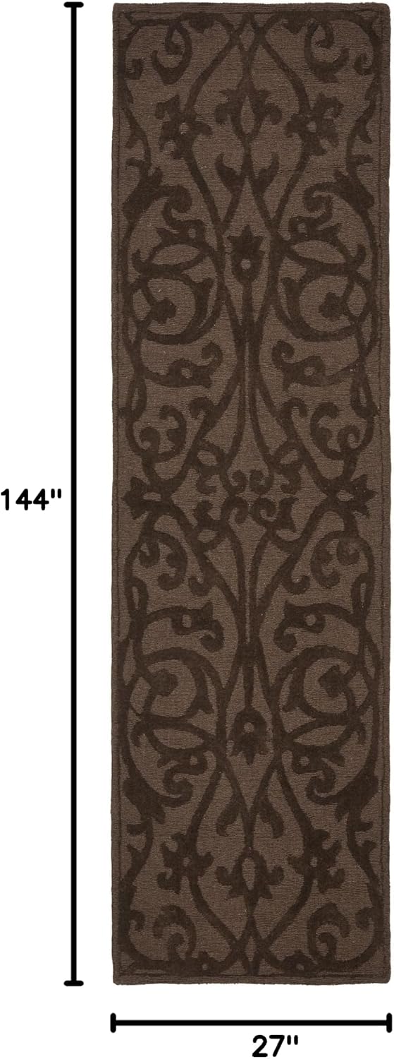 Handmade Brown Wool Runner Rug