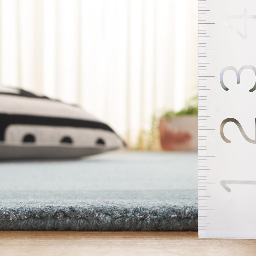 Handmade Blue Wool Viscose Runner Rug
