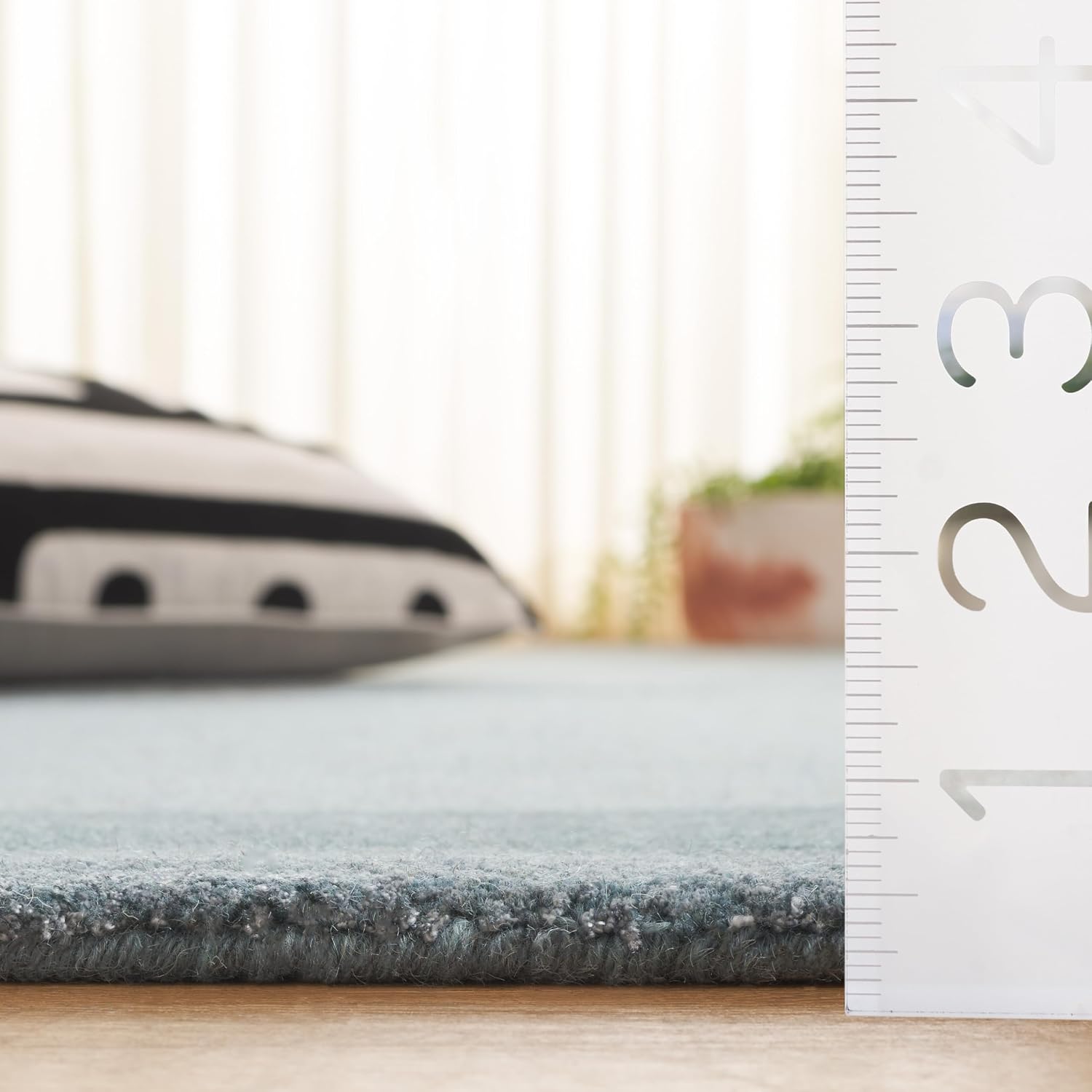 Handmade Blue Wool Viscose Runner Rug