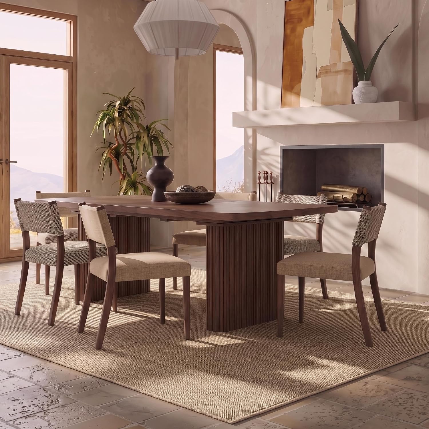 Tan Bordered Jute Washable Area Rug