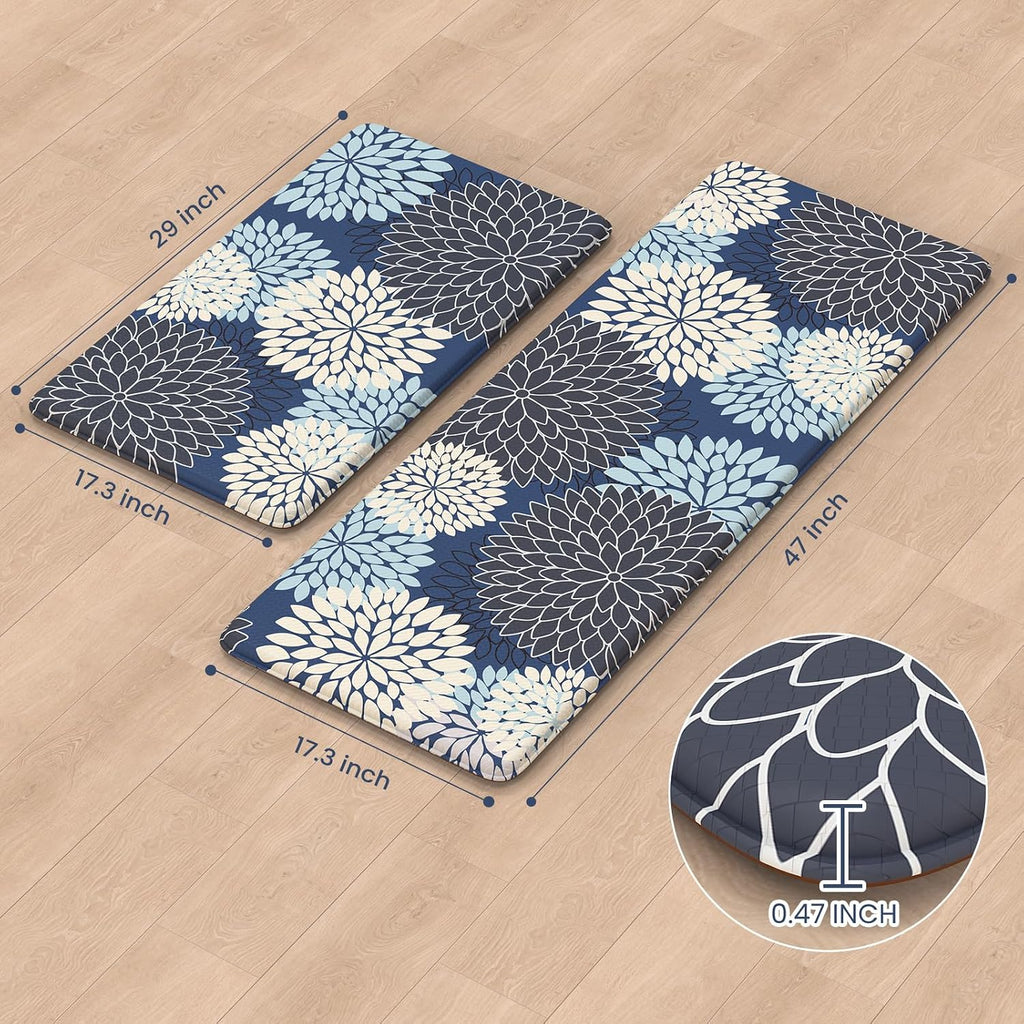 Boho Dahlia Cushioned Kitchen Rug Set