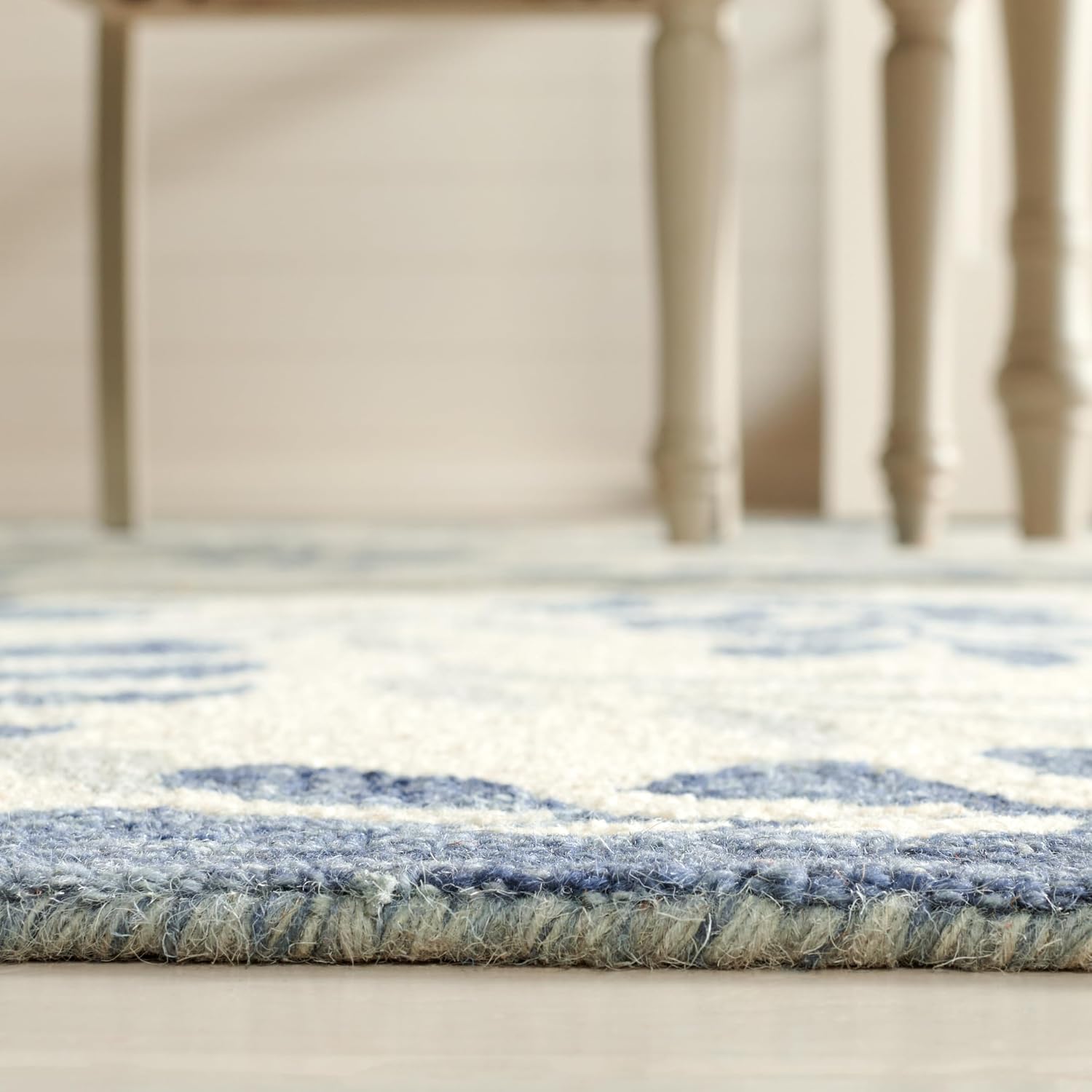Handmade Wool Ivory Grey Runner Rug