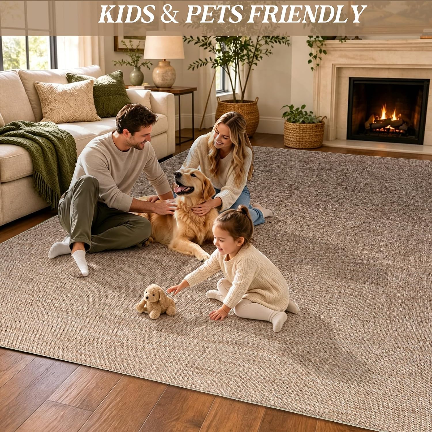 Neutral Jute Farmhouse Indoor Outdoor Rug