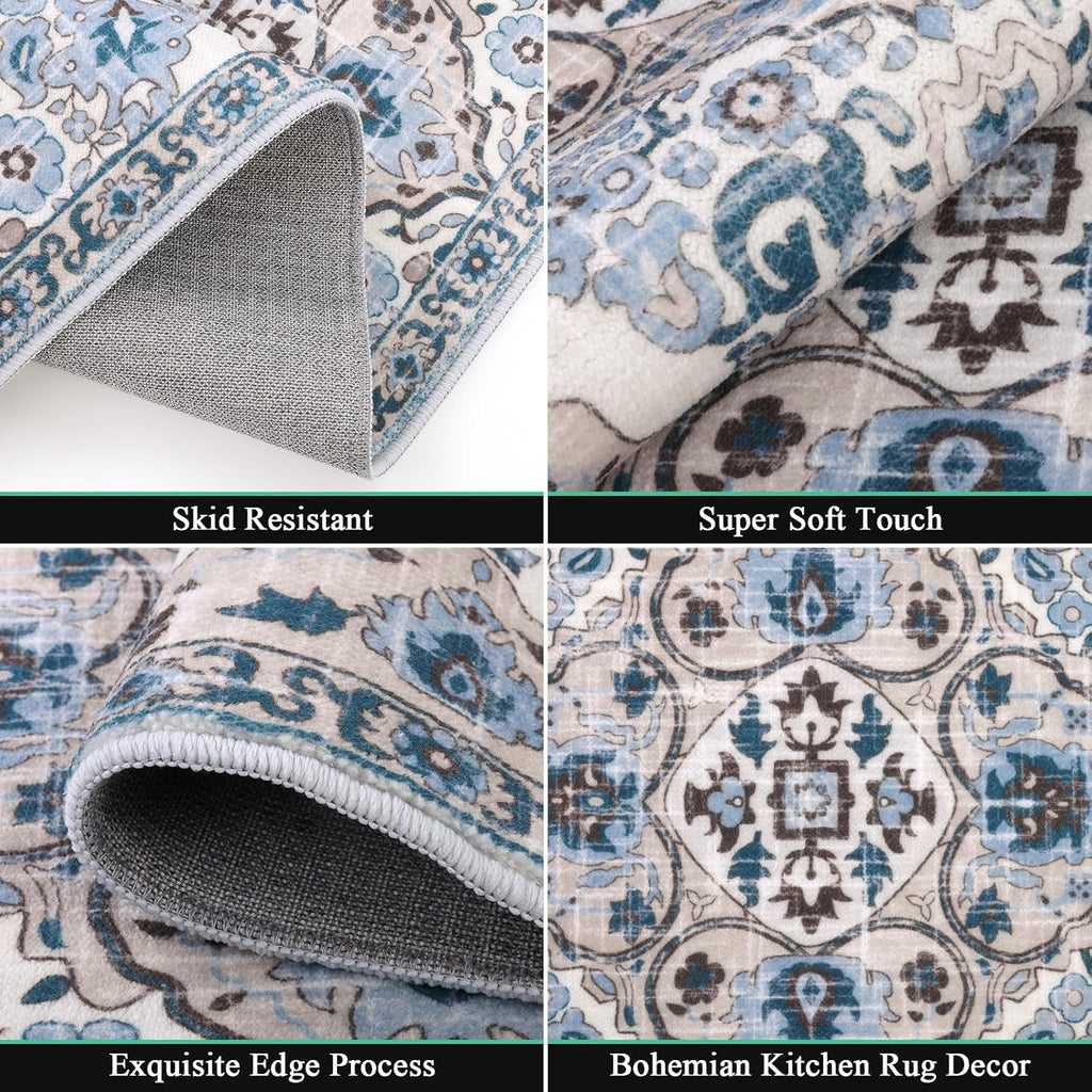 Washable Boho Kitchen Rug Set