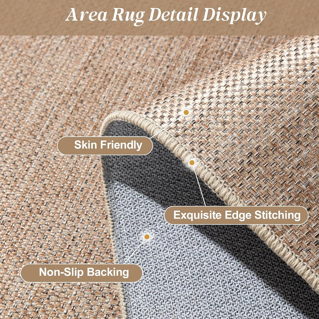 Neutral Jute Farmhouse Indoor Outdoor Rug