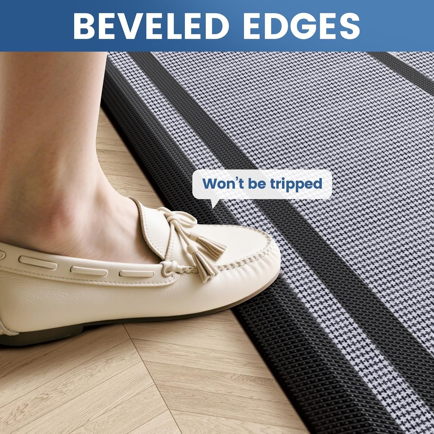 Black Cushioned Anti Fatigue Kitchen Rug Set