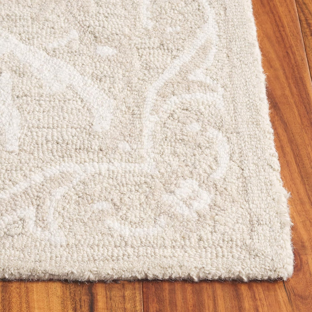 Beige Ivory Wool Runner Rug