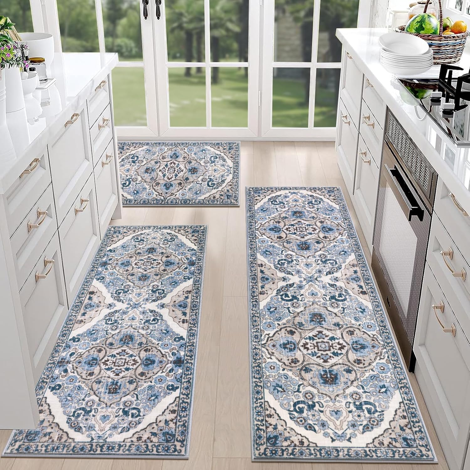 Washable Boho Kitchen Rug Set