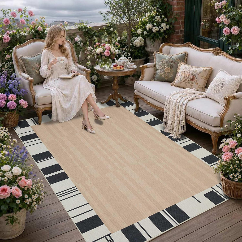 Beige Cream Jute 4x6 Washable Area Rug