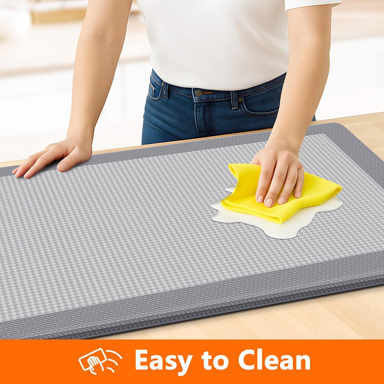 Grey Cushioned Anti Fatigue Kitchen Rug Set
