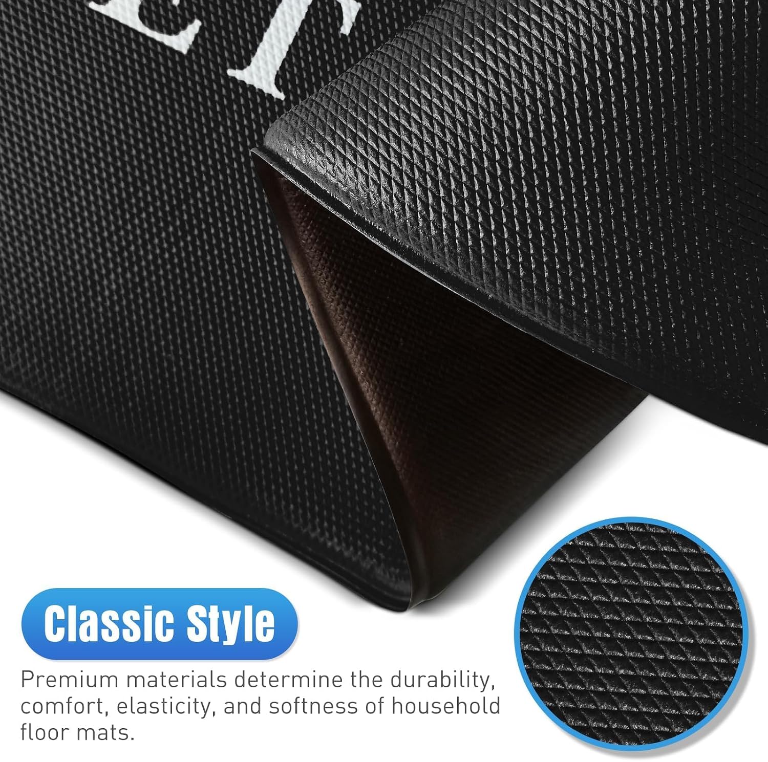 Black Cushioned Anti Fatigue Kitchen Rug Set
