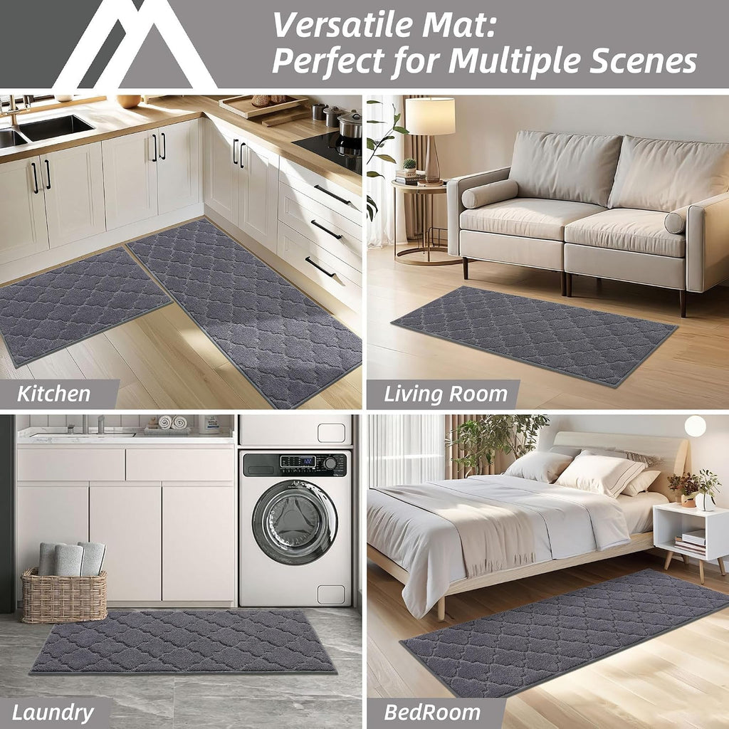 Dark Grey Absorbent Washable Kitchen Rug