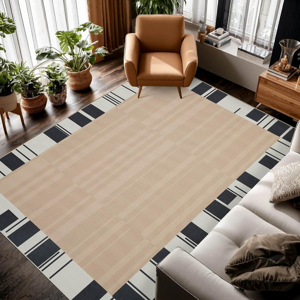 Beige Cream Jute 4x6 Washable Area Rug