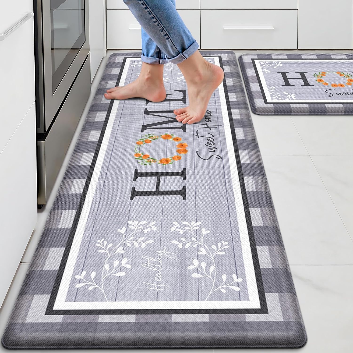 Cushioned Anti Fatigue Kitchen Rug Set
