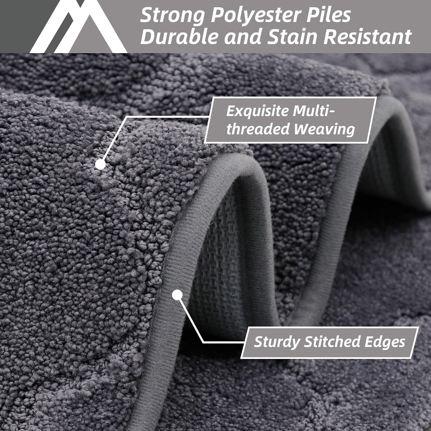 Dark Grey Absorbent Washable Kitchen Rug