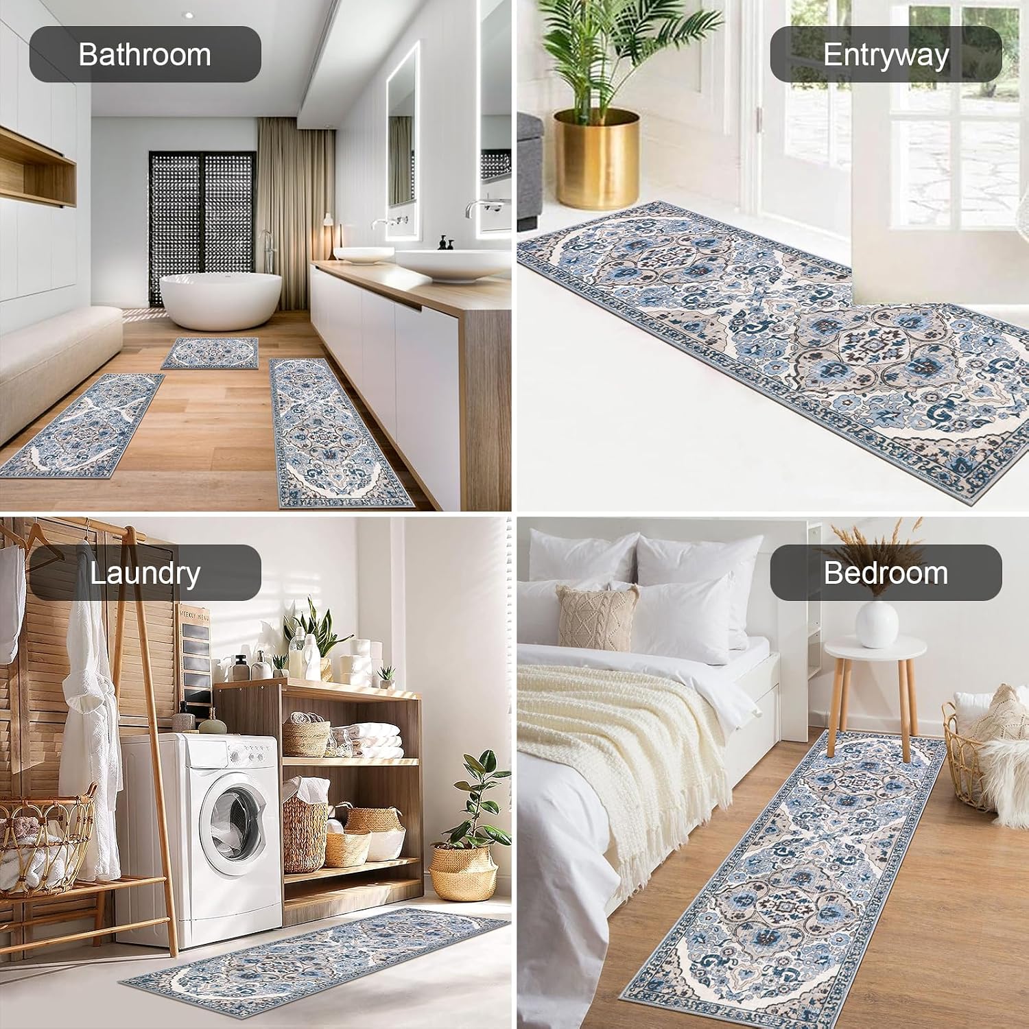 Washable Boho Kitchen Rug Set