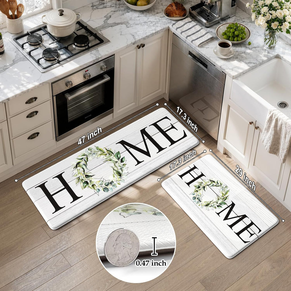 Farmhouse Cushioned Kitchen Rug Set