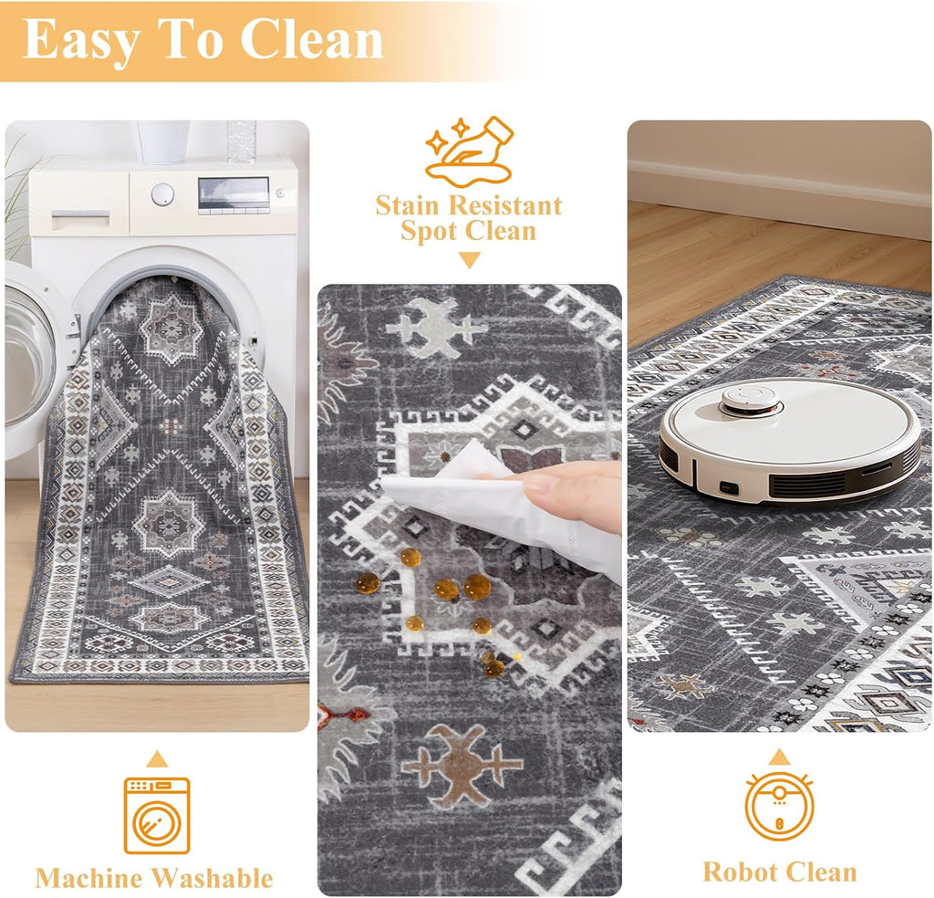 Washable Boho 3 Piece Kitchen Rug Set