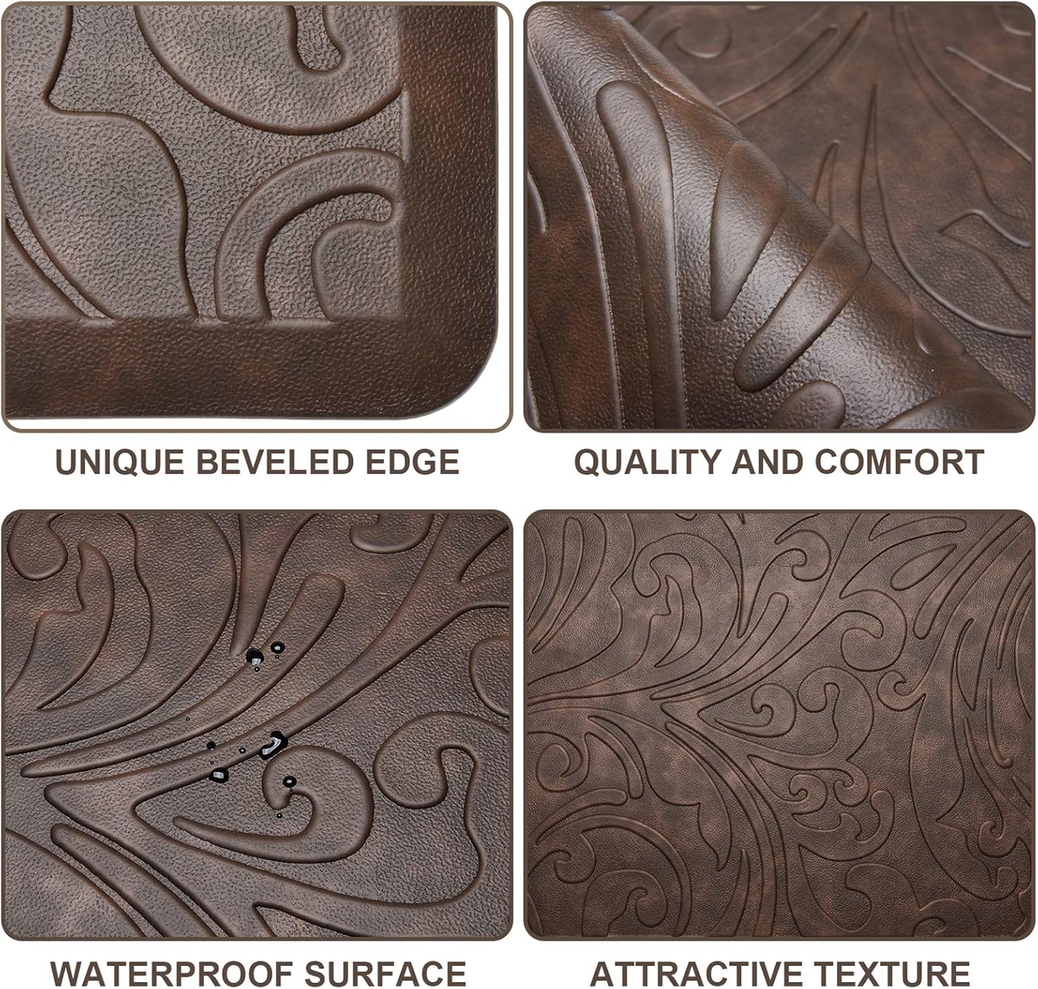 Brown Cushioned Anti Fatigue Kitchen Rug