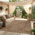 Taupe Faux Jute Geometric Washable Rug