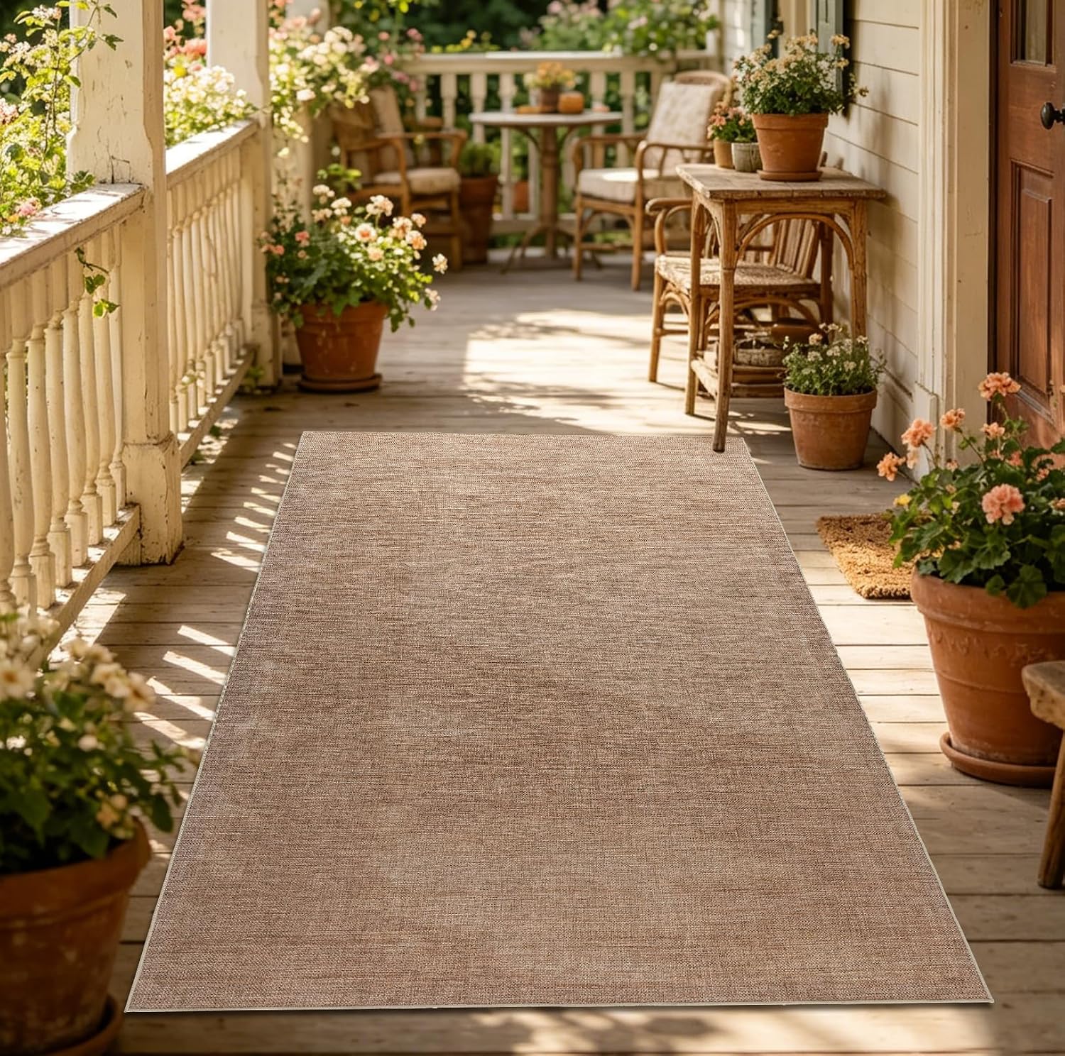 Neutral Jute Farmhouse Indoor Outdoor Rug