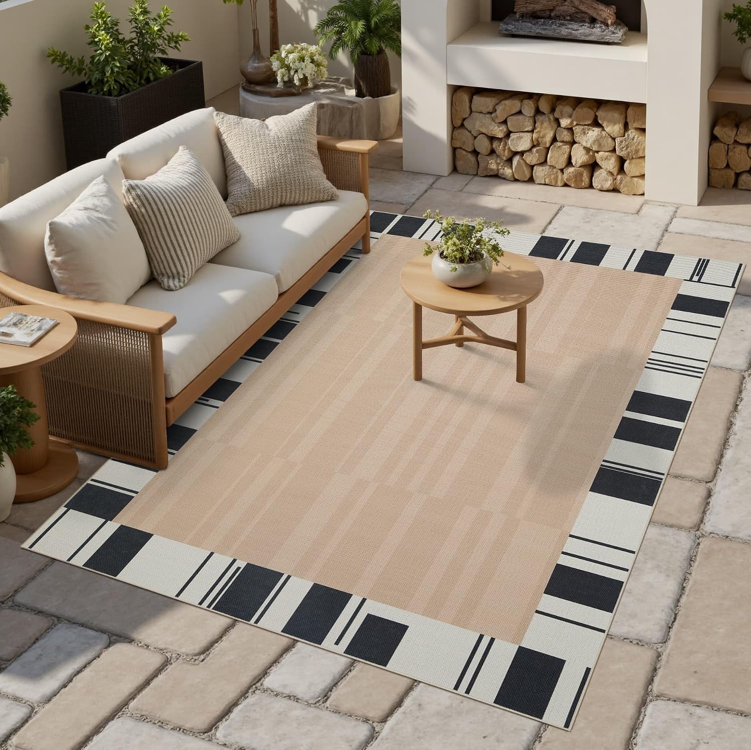 Beige Cream Jute 4x6 Washable Area Rug