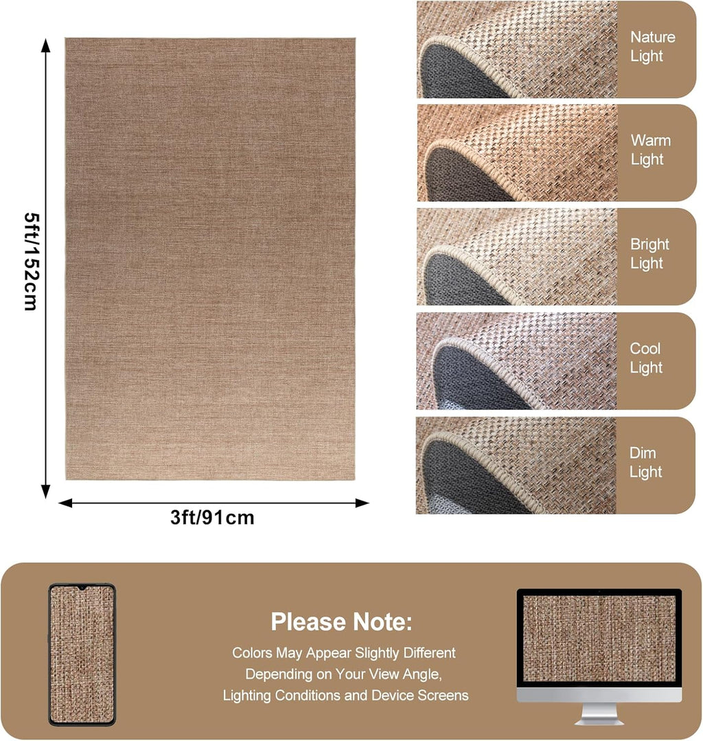 Neutral Jute Farmhouse Indoor Outdoor Rug