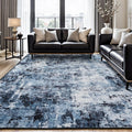 Navy Blue Black 8x10 Washable Area Rug