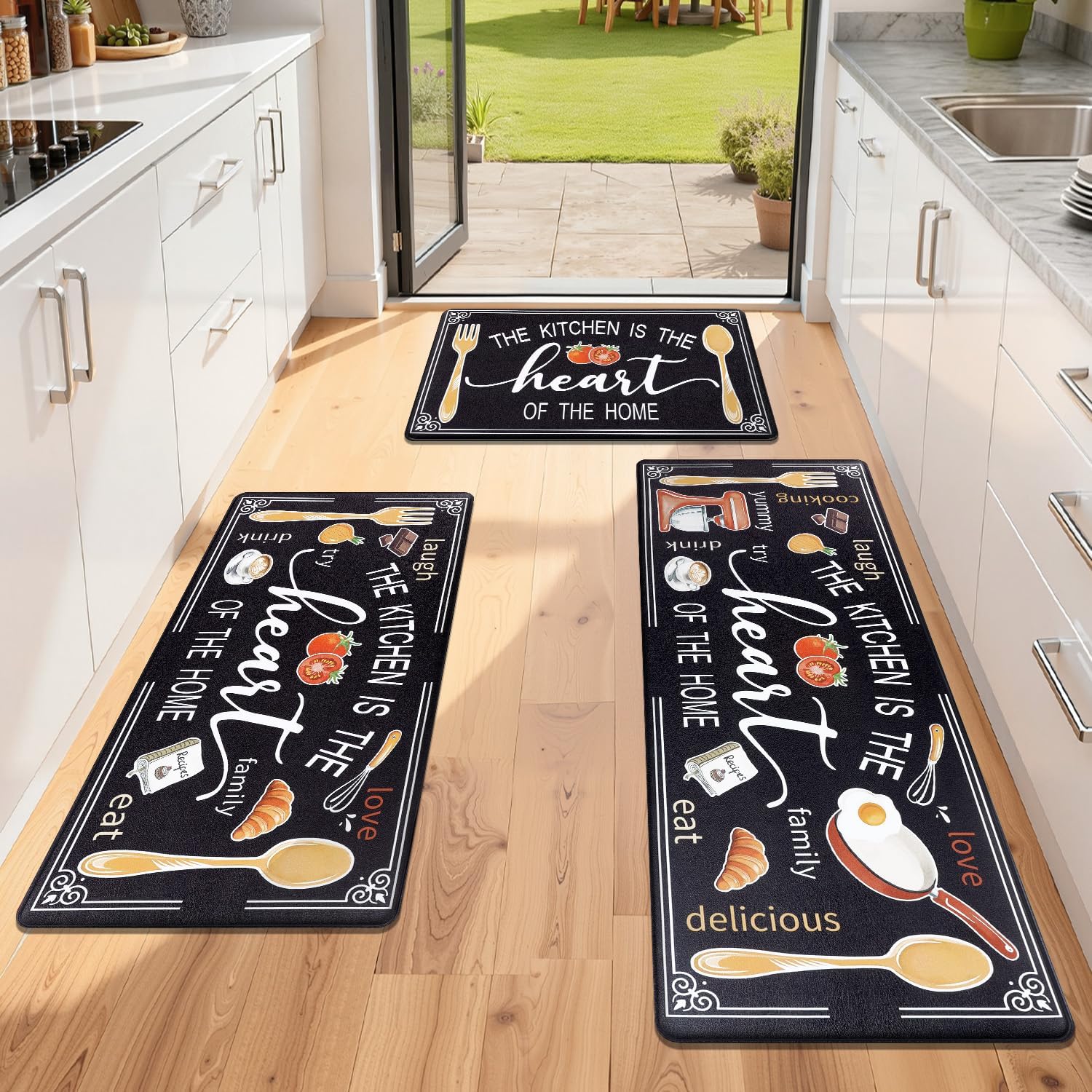 Cushioned Farmhouse Kitchen Rug Set