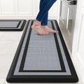 Black Cushioned Anti Fatigue Kitchen Rug Set