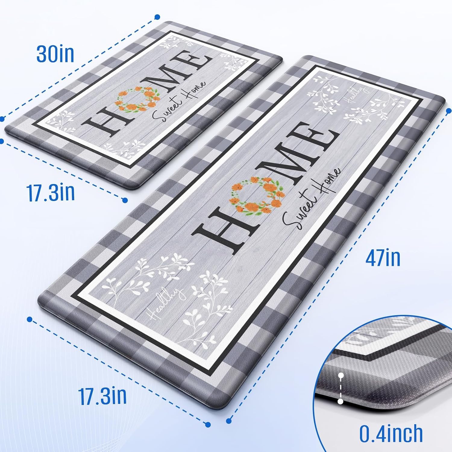 Cushioned Anti Fatigue Kitchen Rug Set