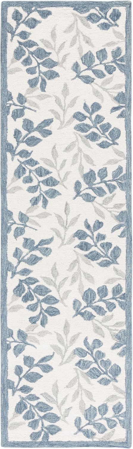 Handmade Wool Ivory Grey Runner Rug