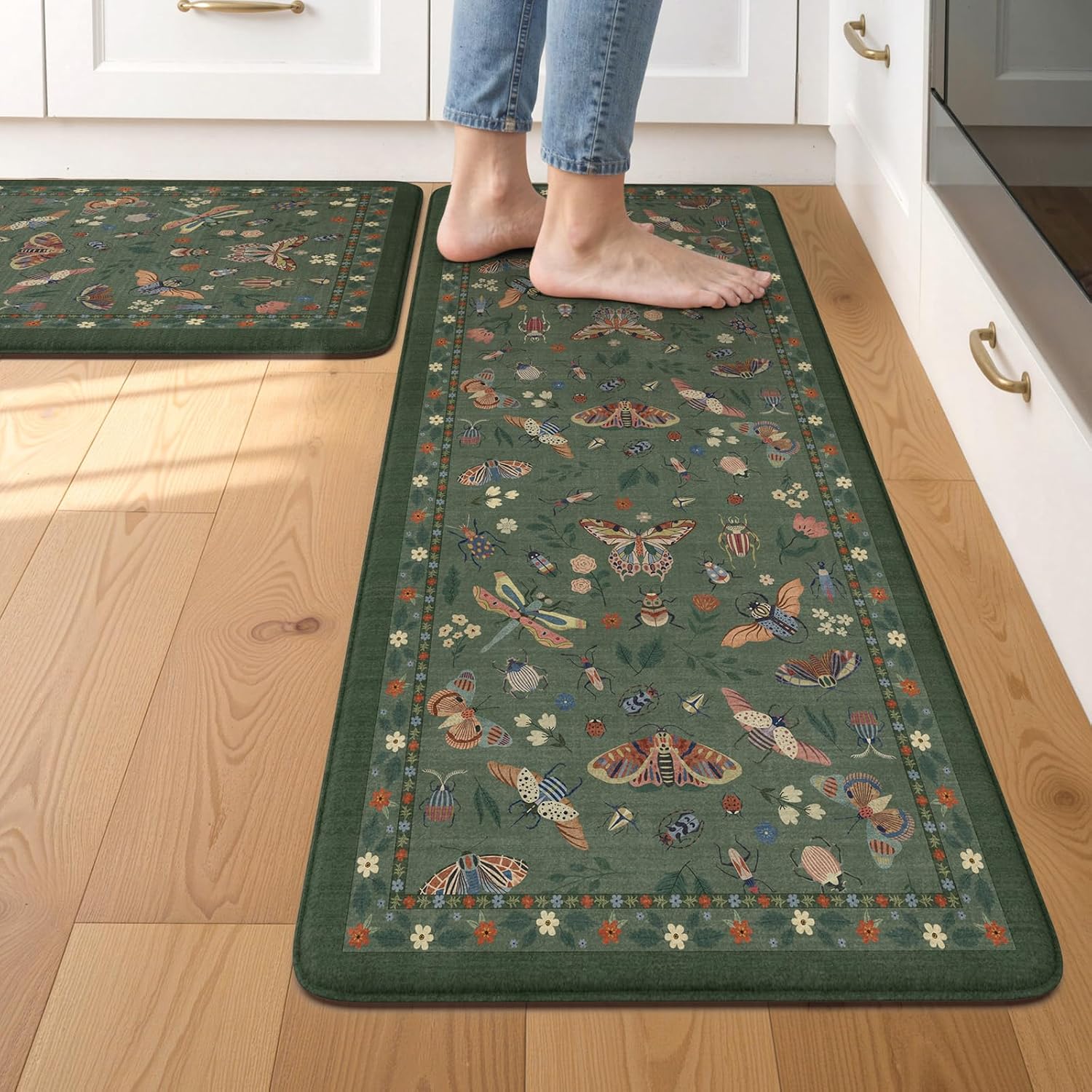 Green Memory Foam Kitchen Rug Set
