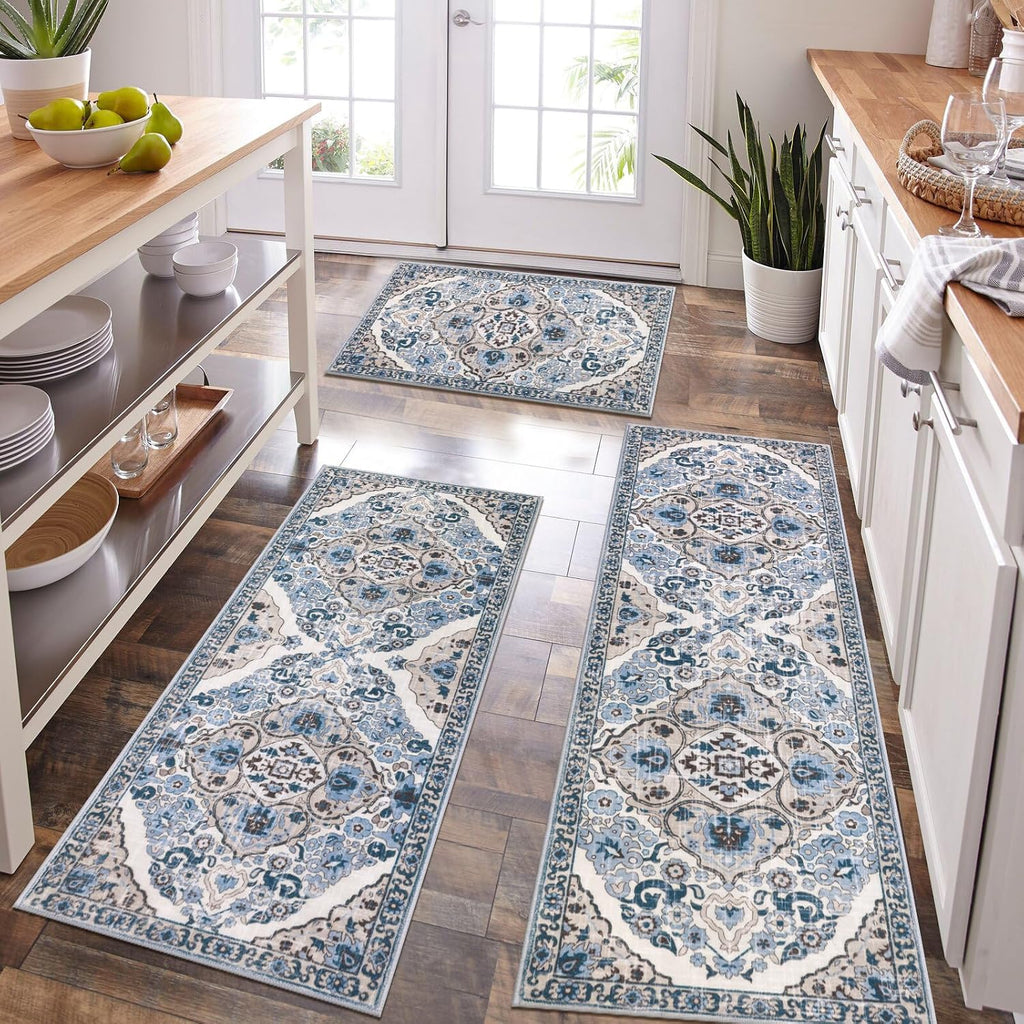Washable Boho Kitchen Rug Set