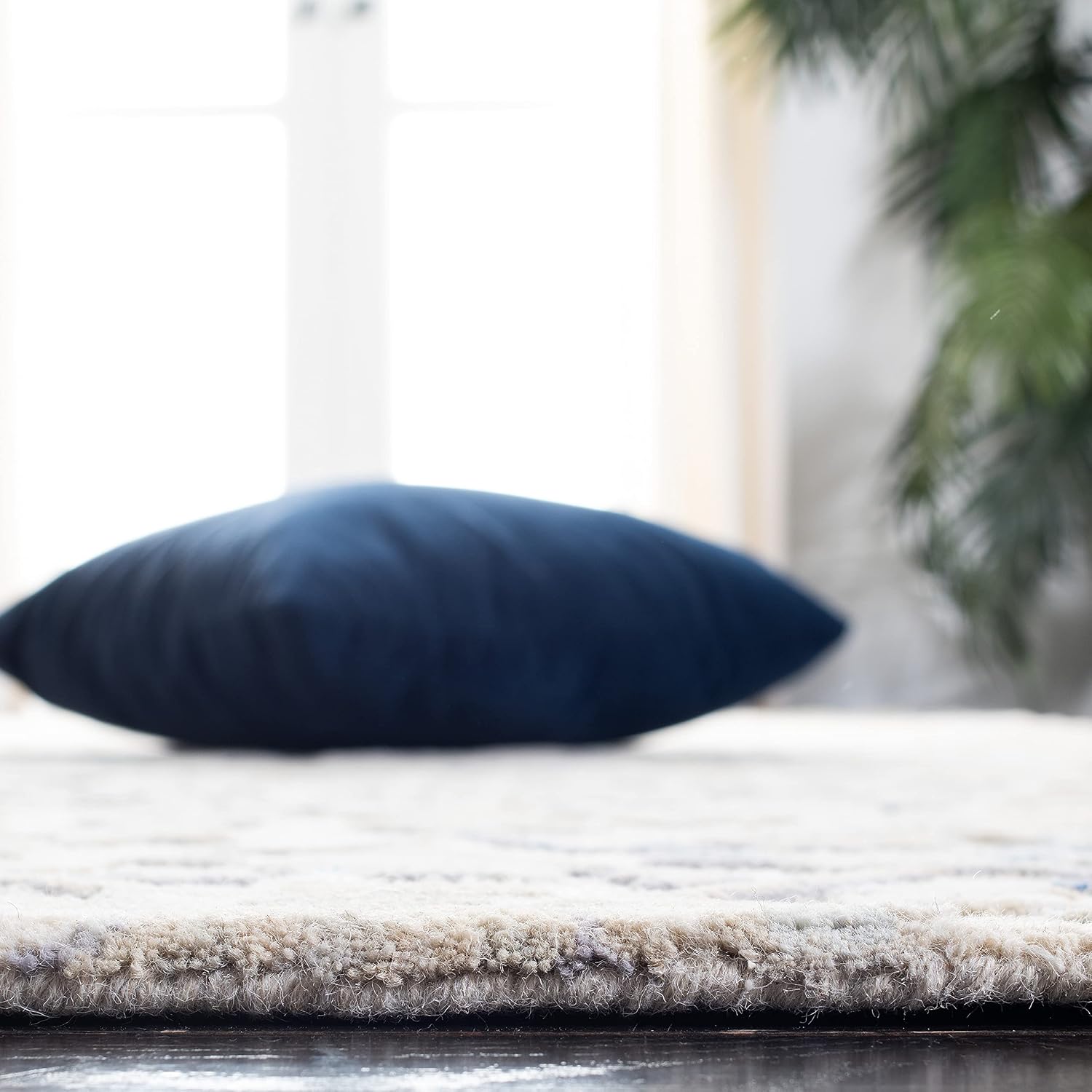 Grey Blue Wool Runner Rug