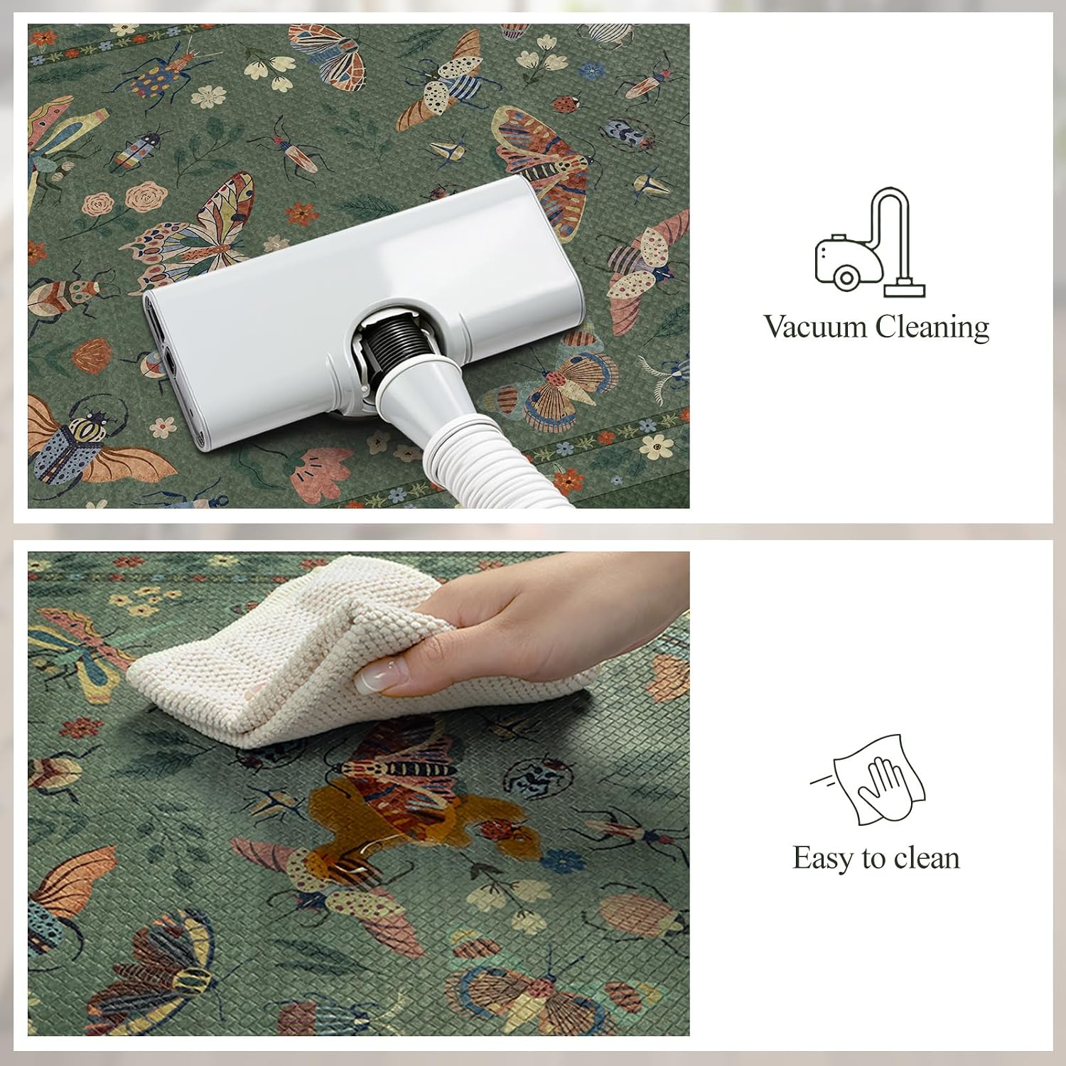 Green Memory Foam Kitchen Rug Set